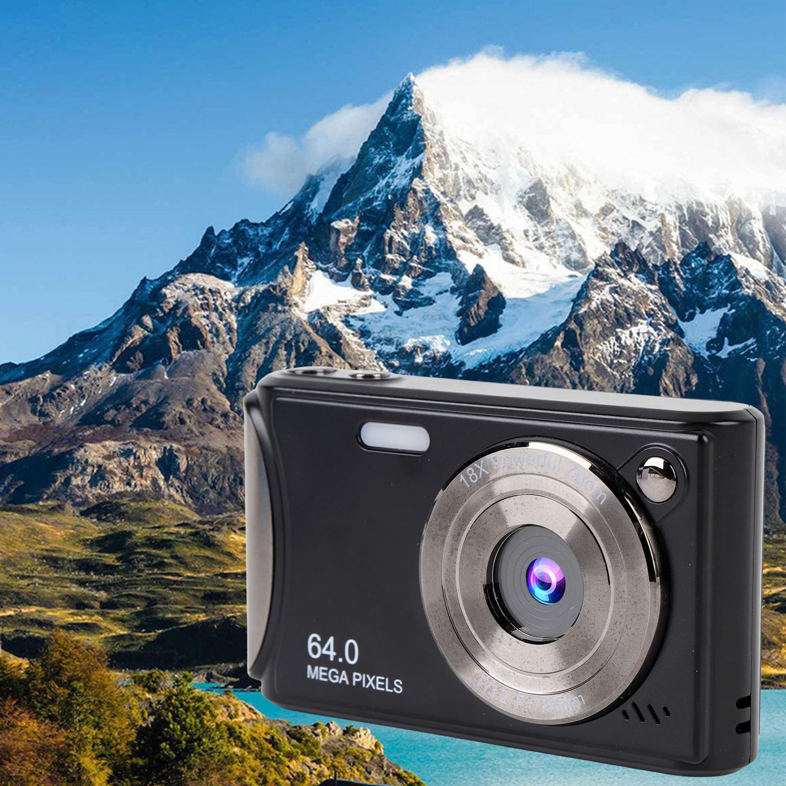 Aparat Cyfrowy 4K 64MP, 18-krotny Zoom, Automatyczne Ustawianie Ostrości, Kieszonkowy Aparat Fotograficzny dla Początkujących z 2,4-calowym Ekranem HD do Podróży