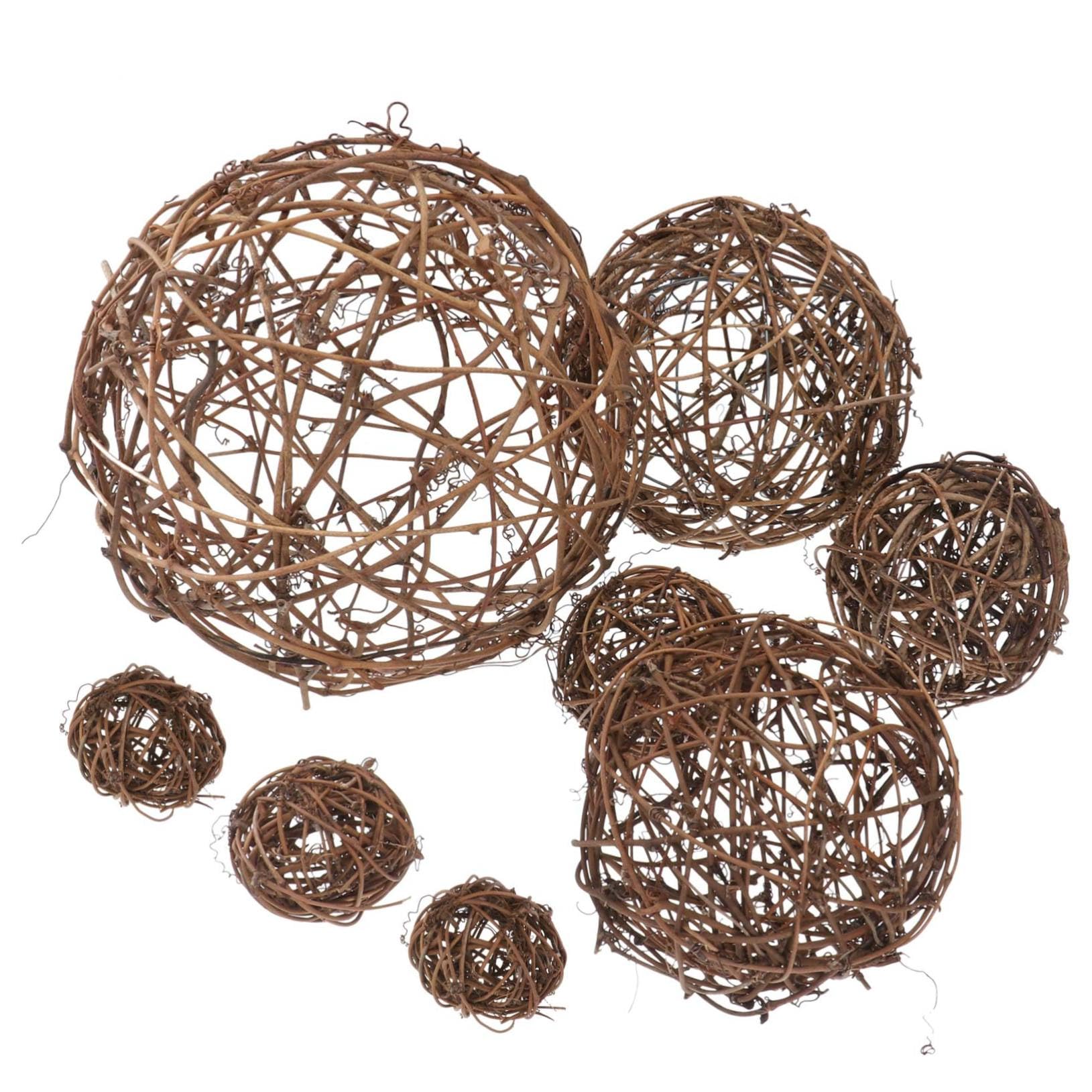 Boules de rotin tressées pour art floral mariage et anniversaire x8