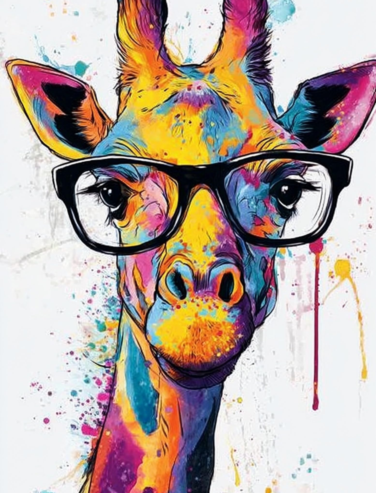 WANGWANGMIAO Paint by Number for Adults Colorful Giraffe,Painting by Numbers Kits for Beginners,Colorful Oil Paints Craft Art for Home Wall Decor Gift 20X16Inch，with Frame