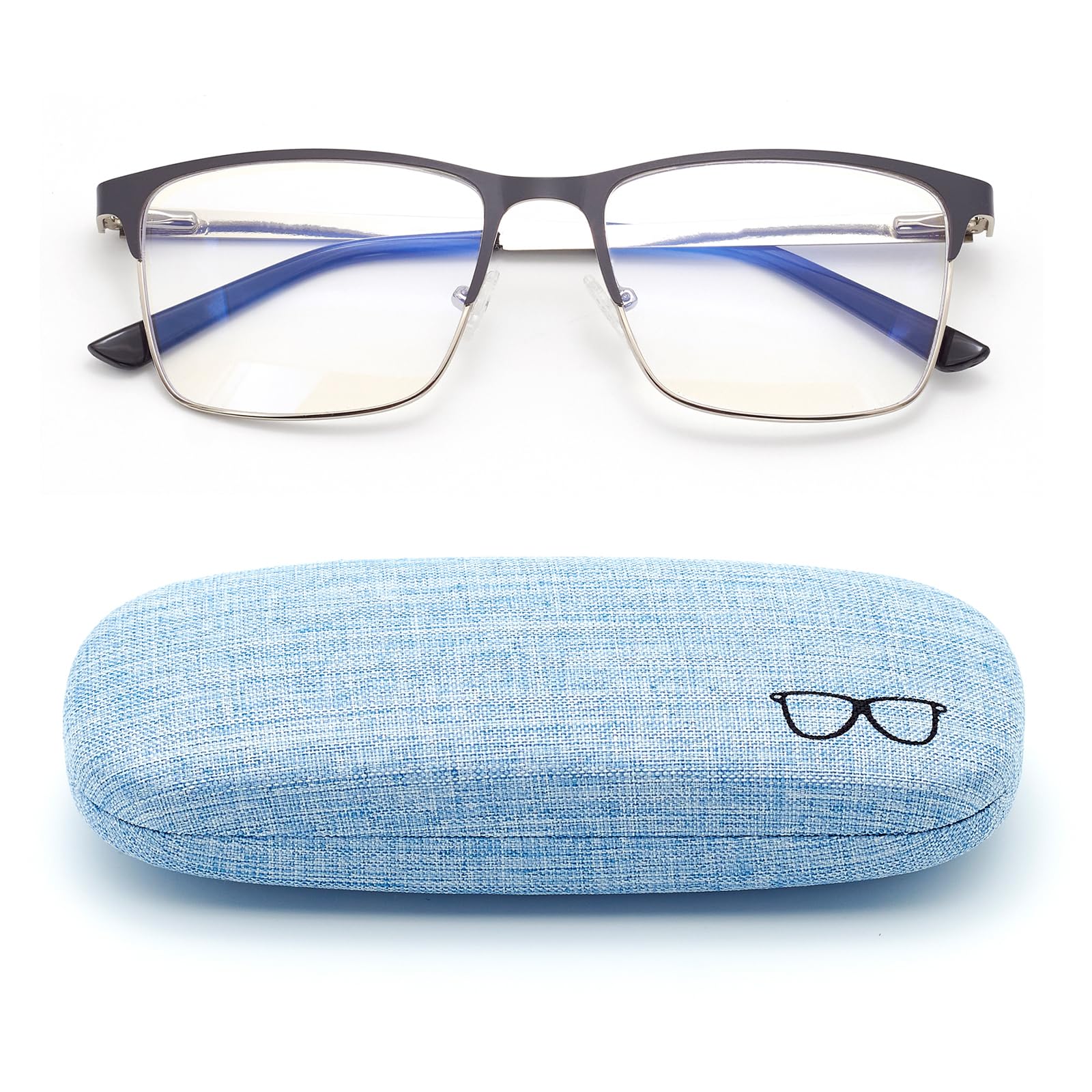 Autojouls Nearsighted Glasses for Distance with Hard Case, Spring Hinge Blue Light Glasses Not Reading Glasses