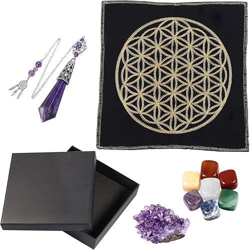 Miniatura 16 de Rockcloud Kit de meditación de tótem de piedra curativa para principiantes, adivinación, suministros de altar wicca, decoración del hogar, amatista