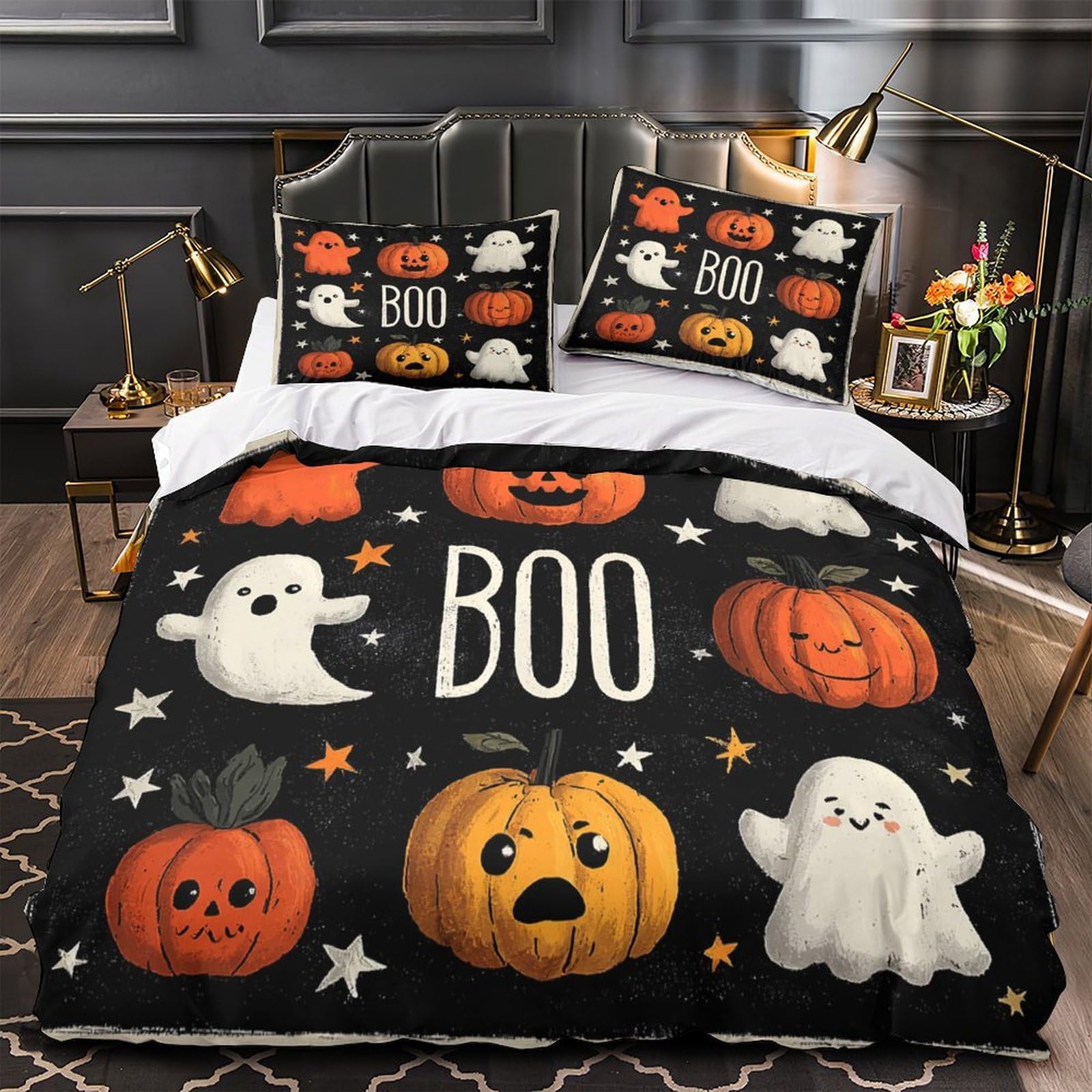 Chats d'halloween parure de lit légère pour calmer les allergies nocturnes des enfants et ados