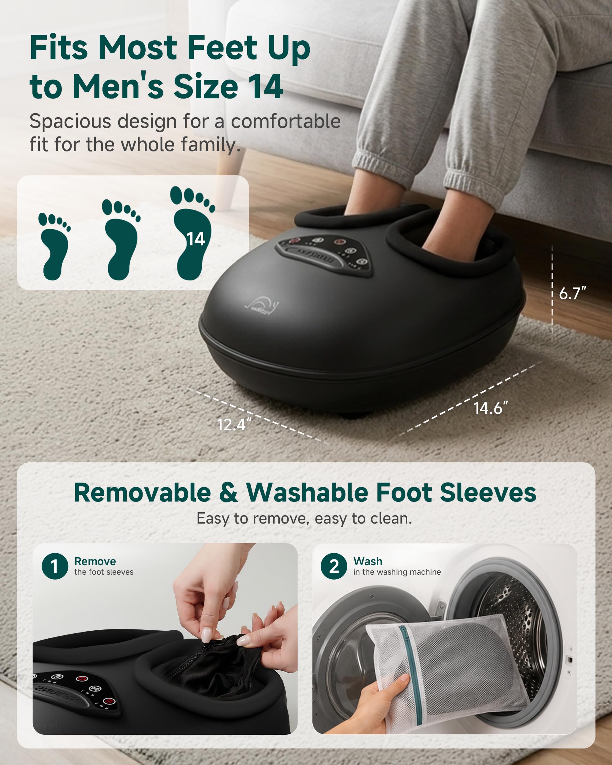 Snailax Shiatsu-Fußmassagegerät für Plantarfasziitis, tiefes Kneten, Kompression, Vibration, Geschenk für Männer und Frauen, passend für Größe bis zu 35,6 cm