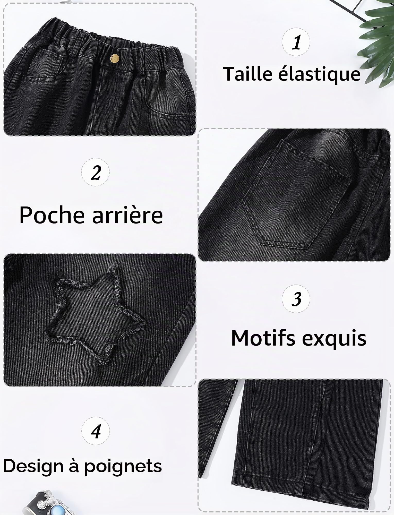 Happy Cherry - Baggy Jeans Filles Pantalons Large en Denim Fille Y2K Streetwear Enfants Adolescent Pantalon Hip Hop Streetwear Décontracté pour Été Hiver Printemps Automne - 110-164