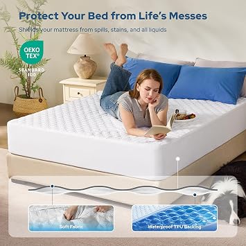 BEDLORE Waterproof King Size Mattress Protector, Breathable TPU, White