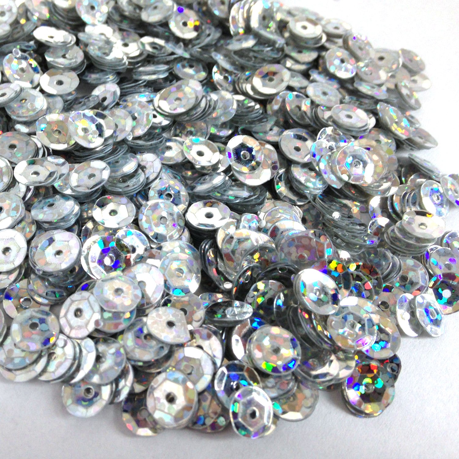 1400 Pailletten - Ø 6mm - Riesige Auswahl an Farben (Silber Glitzereffekt)