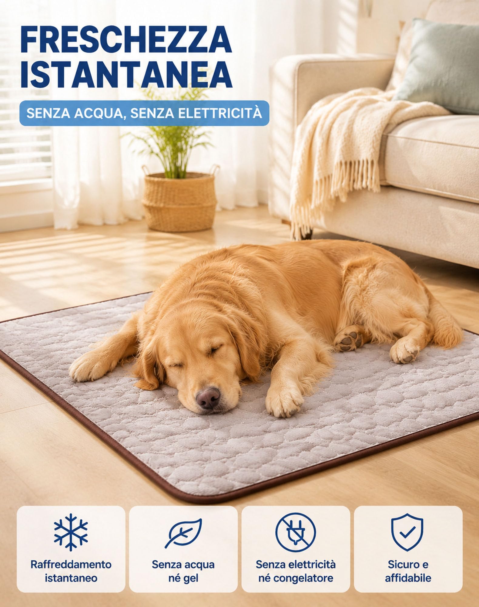 Coolnap Tappetino per Cani, Efficacia Refrigerante 4x (Grigio, XL)