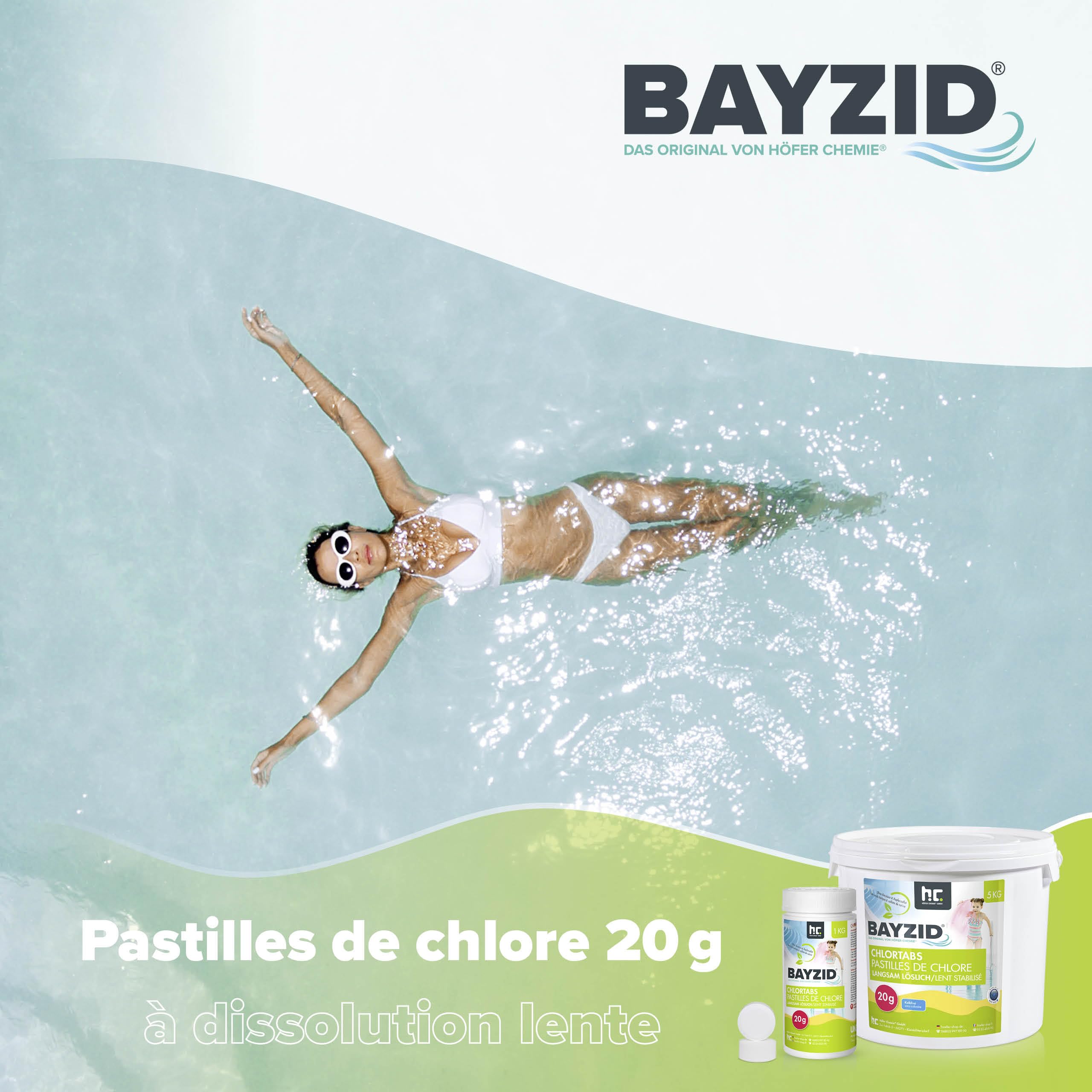 Höfer Chemie 1 x 5 kg Pastilles de Chlore Lent (20 g) pour Piscine - Hautement Efficace Contre Les Bactéries
