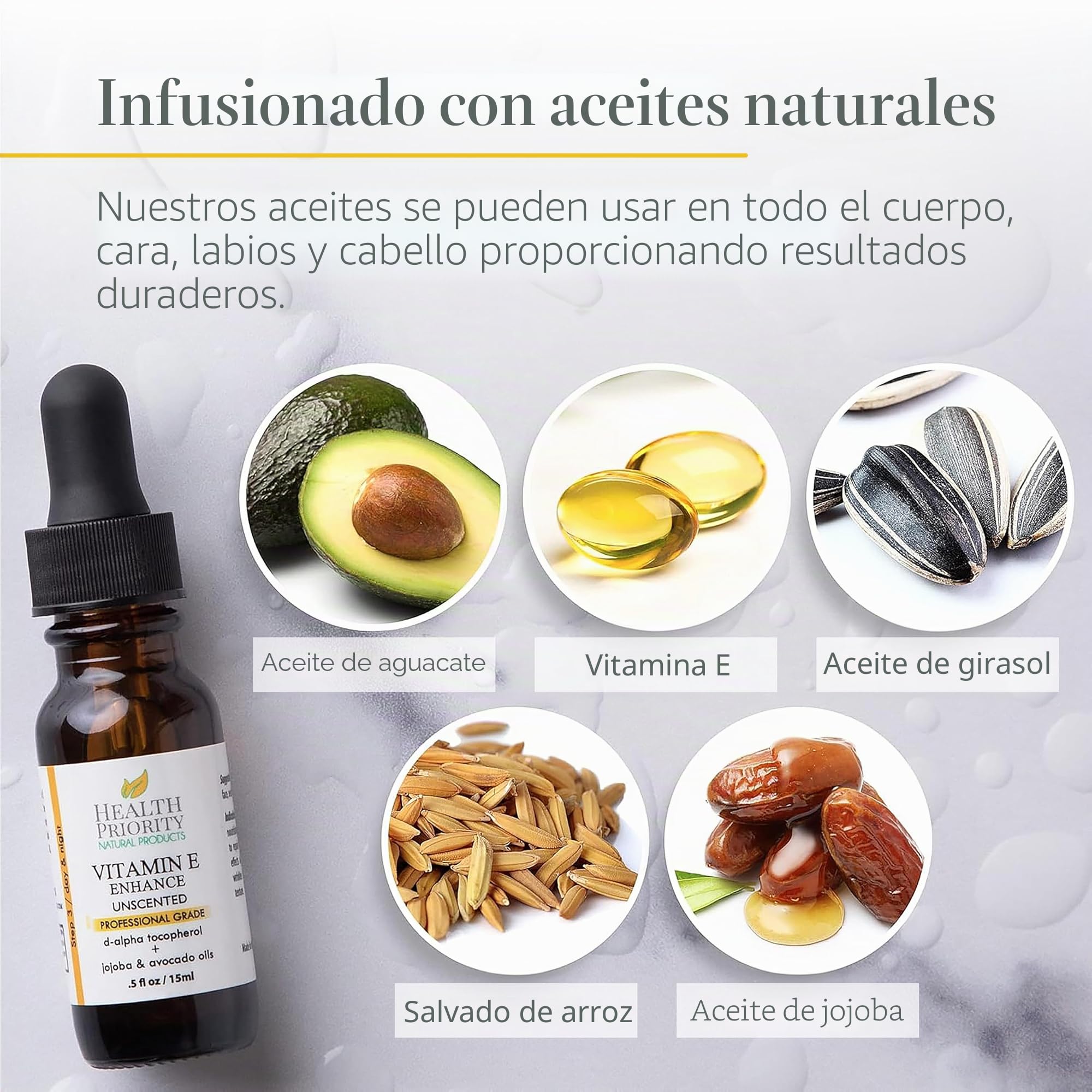 Aceite 100% natural y orgánico de vitamina E para la cara y la piel - 15,000/30,000 IU - Reduce las arrugas y aclara las manchas oscuras, dejando la piel más joven.