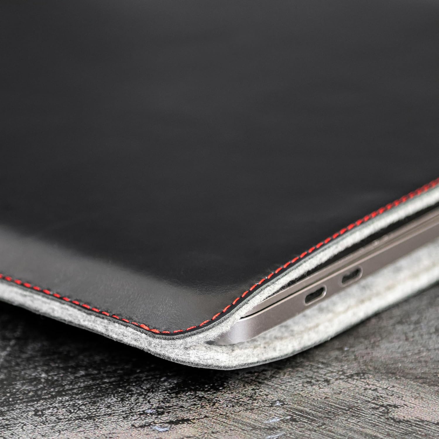 Casemade Real Leather Laptop Sleeve for MacBook Pro & Air Fits 13, 14, 15 & 16 Inch - Genuine Full Grain Leather with Soft Wool Lining (14-inch Pro M1/M2/M3/M4/M5) - Image 7