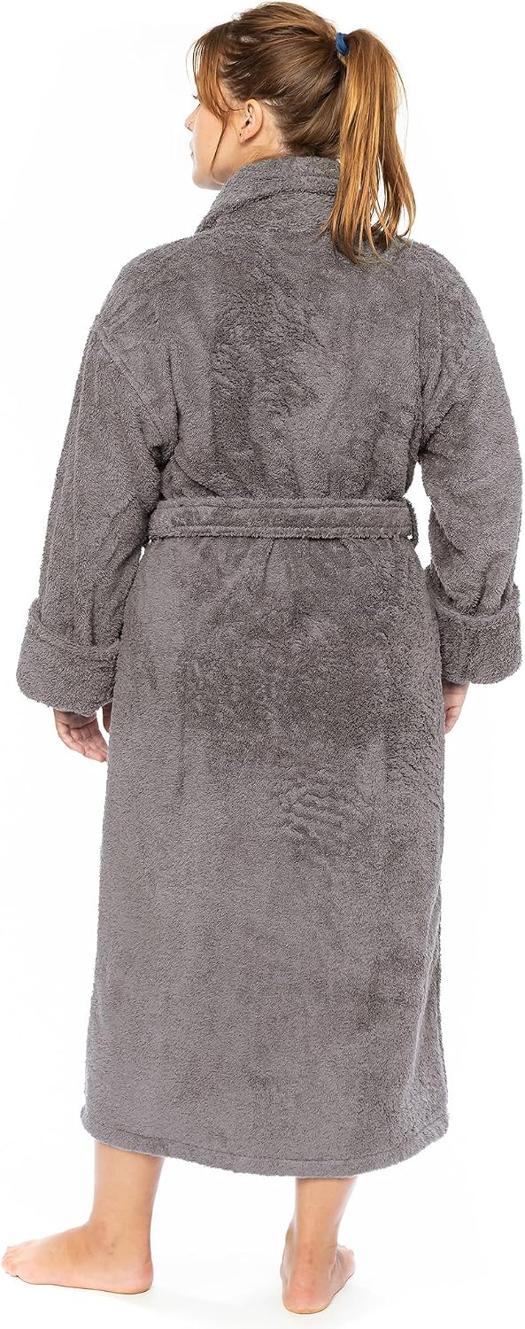 Classic Turkish Towels CTT Premium 100% Turkish Cotton Terry Cloth Bath Robe for Women & Men, Soft & Plush Long Unisex Robe image 3