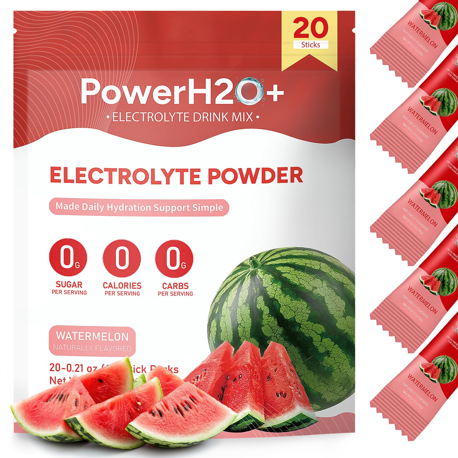 PowerH2O+ 20 Sticks Sugar Free Electrolytes Powder Packets-5 Flavors Liquid Daily IV Hydration Packets,Electrolyte Drink Mix Travel Electrolyte Packet for Rapid Hydration,0 Calorie,0 Sugar — view 11