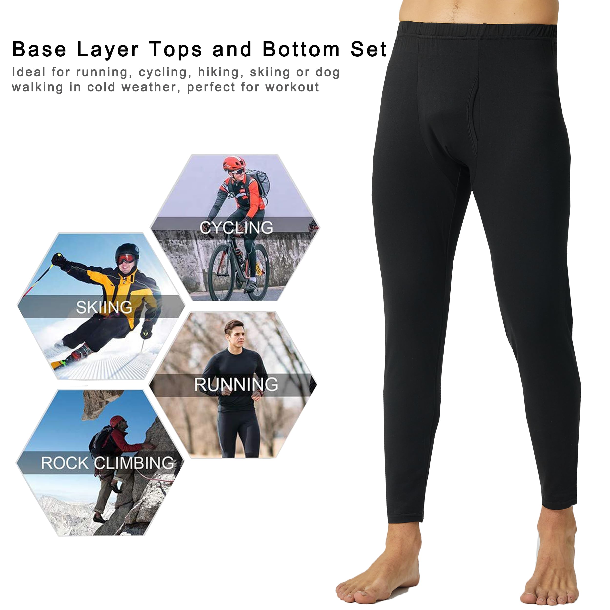 Lot de 2 Caleçons Thermiques Homme Hiver sous-vêtements Chauffants Polaire Ultra Doux Collants Longs pour Ski Sport Vie Quotidienne Leggings pour la Maison