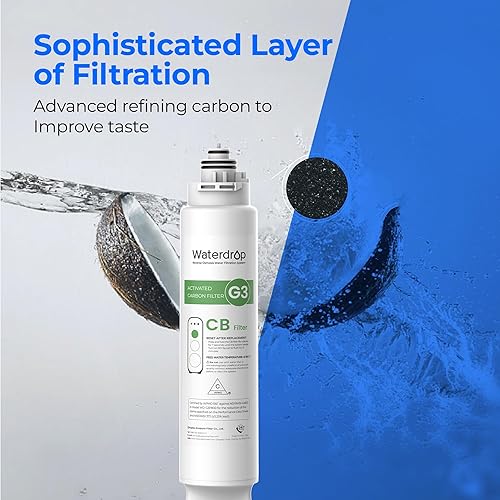 Miniatura 4 de Waterdrop G3 Filtro de repuesto para 1 año, paquete de 2 filtros WD-G3-CF y 1 filtro WD-G3-CB, repuesto para sistema de ósmosis inversa WD-G3-W,