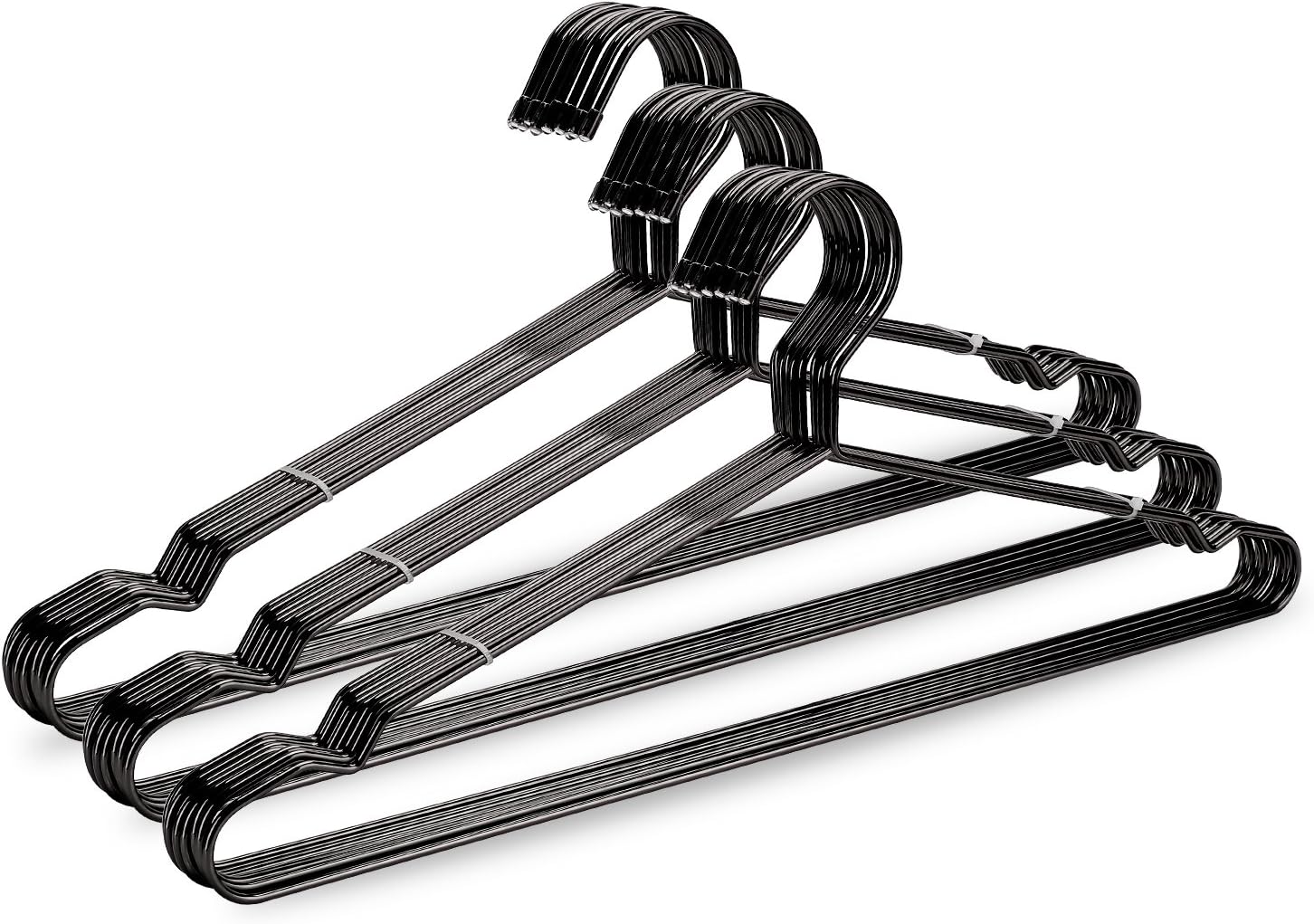 Jetdio 45CM Strong Metal Wire Hangers Clothes Hangers, Coat Hanger, Standard Suit Hangers, Ideal for Everyday Use, 30 Pack, Matt Black