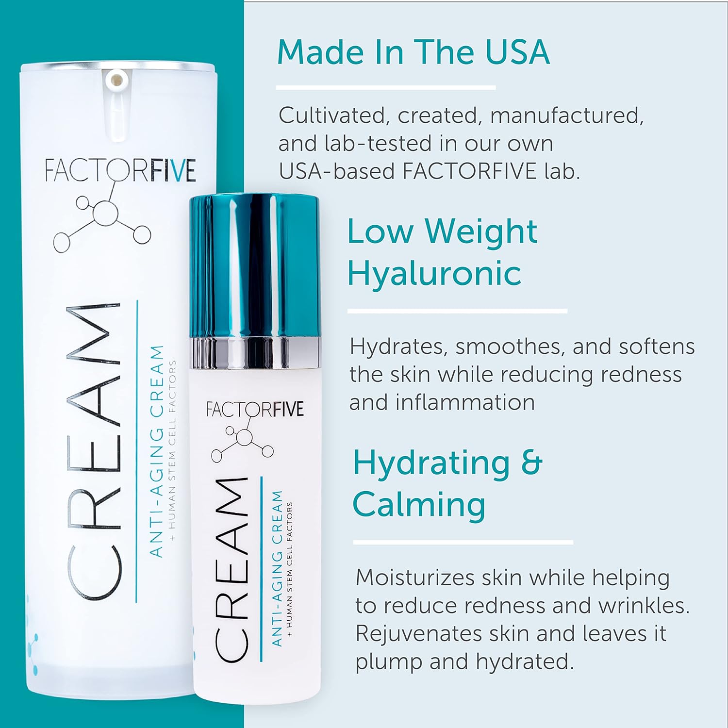 FACTORFIVE Age Defying Cream with Human Derived Apidose Stem Cell Growth Factors for Anti-Wrinkle, Collagen Boost, and Acne Scarring Repair, Travel Size, 0.34fl oz/10ml - Image 4