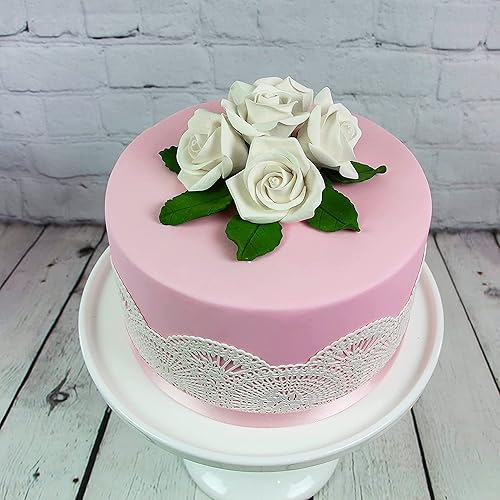 Vista 47 de Global Sugar Art Peace Rose Sugar Cake Flowers Apricot, 5 unidades con hojas por el chef Alan Tetreault albaricoque