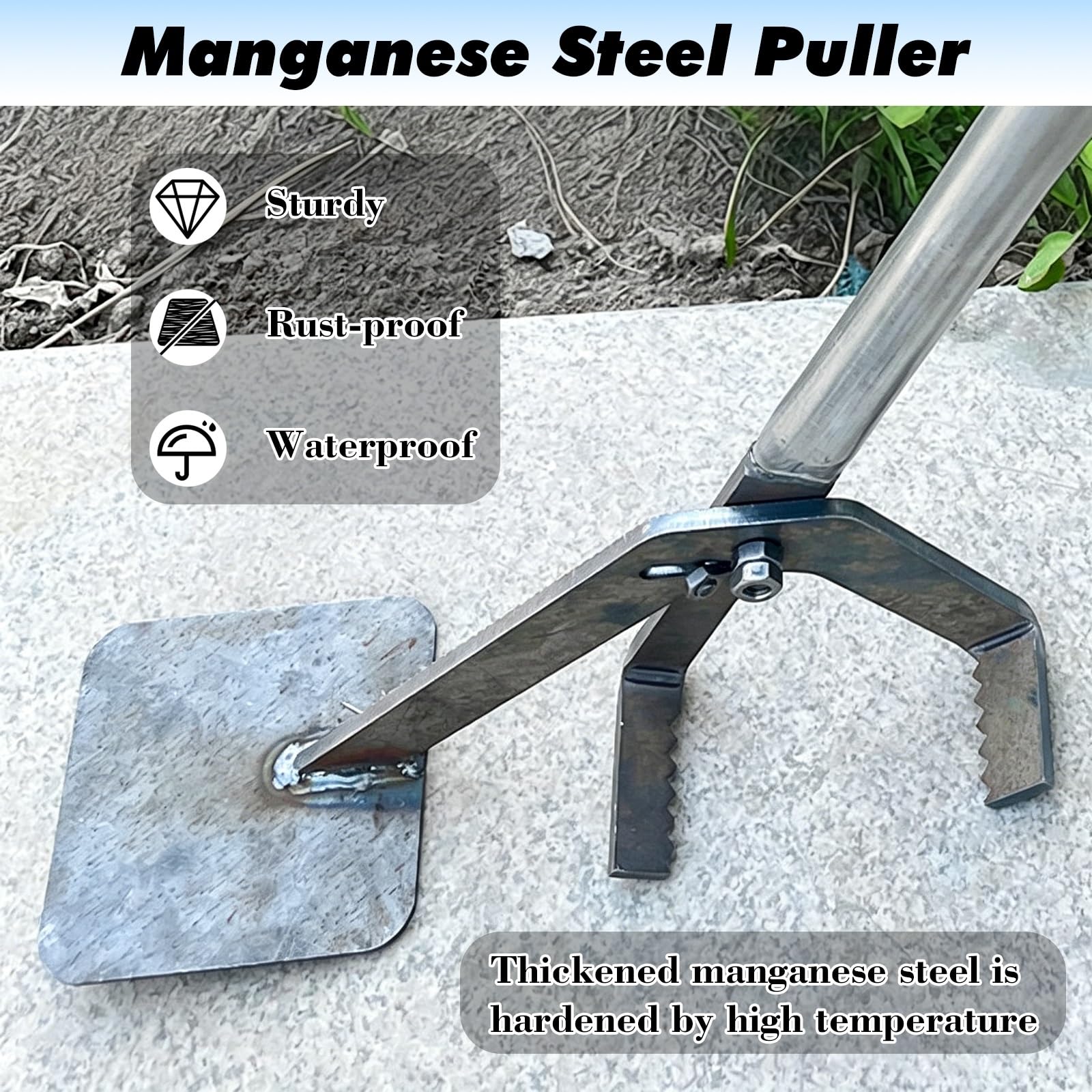 Extractor manual de postes para árboles pequeños, extractor de postes de valla portátil con abrazadera dentada para varillas de tierra, barras de acero y estacas de madera, 52 pulgadas de longitud