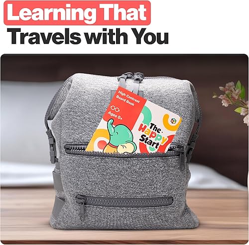 Miniatura 6 de Happy Start - Libro de tablero de alto contraste fácil de limpiar, aprobado por el hospital, se mantiene por sí solo, juguetes para el tiempo boca