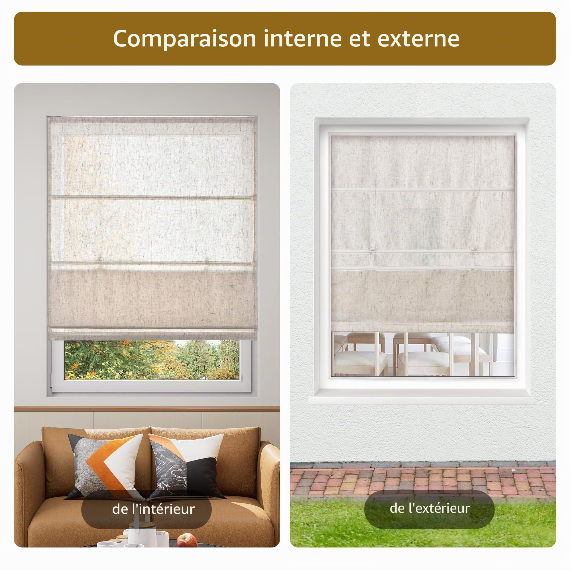 Victoria M. Ivora Store plissé à fixation sans perçage, avec rails en aluminium stables, avec cordon de tirage, pour fenêtres et portes, 60 x 130 cm, Ivoire mélangé