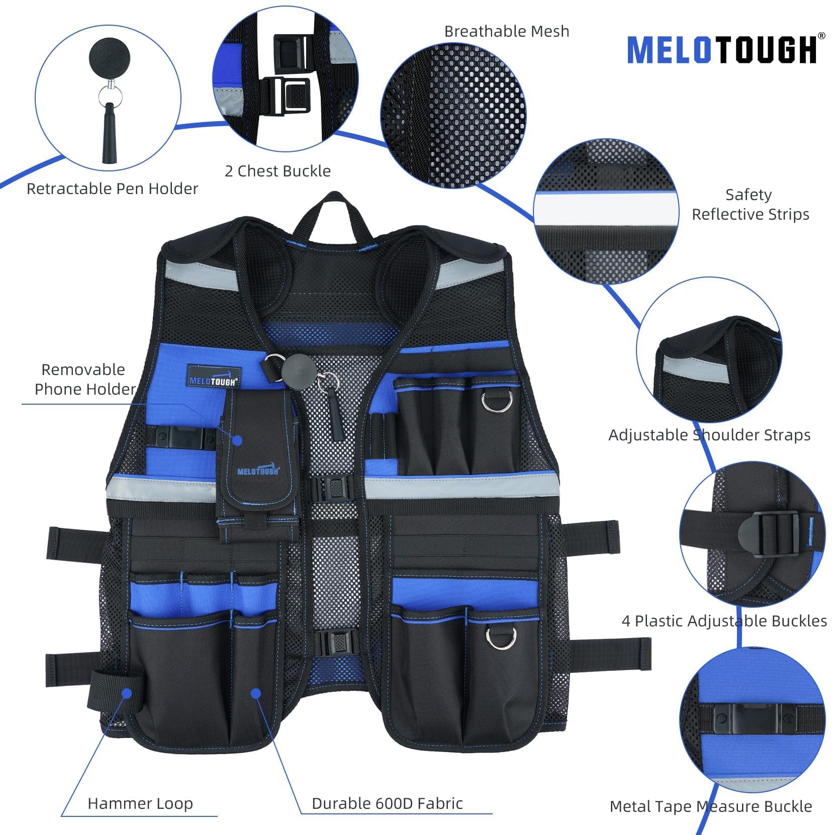 MELOTOUGH Chaleco unisex para adultos moderno (paquete de 1), Azul, One Size