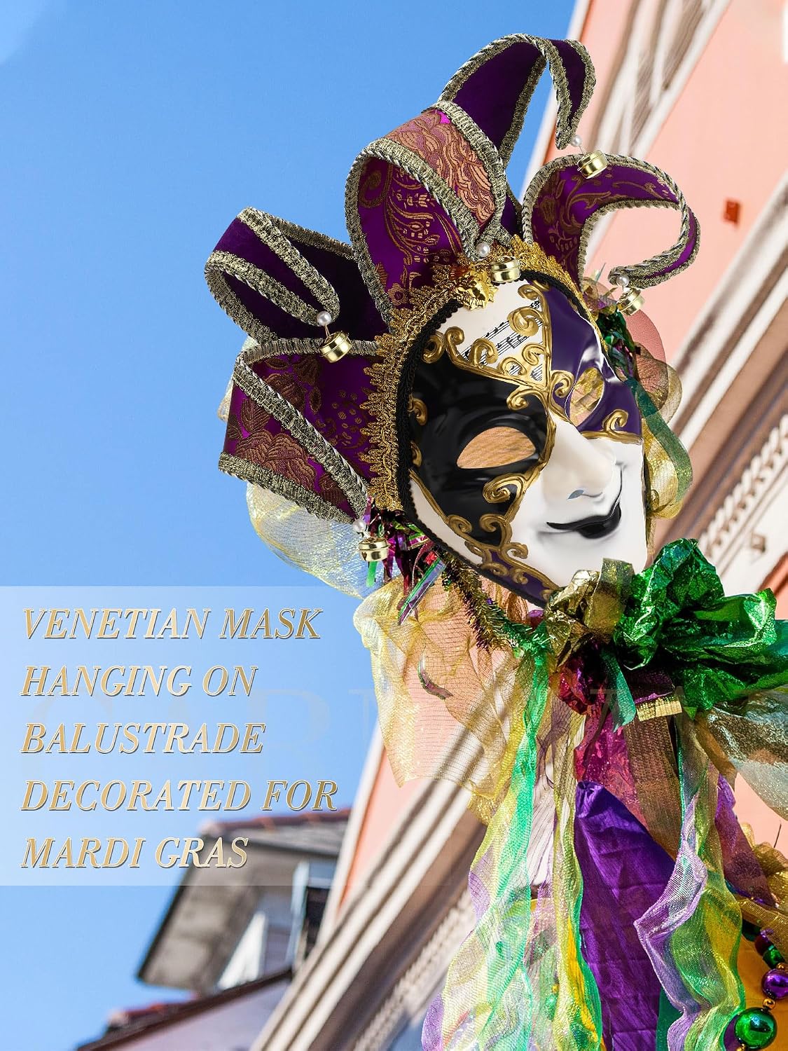 Syhood 2 Pcs Jester Mask Vintage Venetian Couples Masquerade Mask Full Face Decoration for Mardi Gras Party