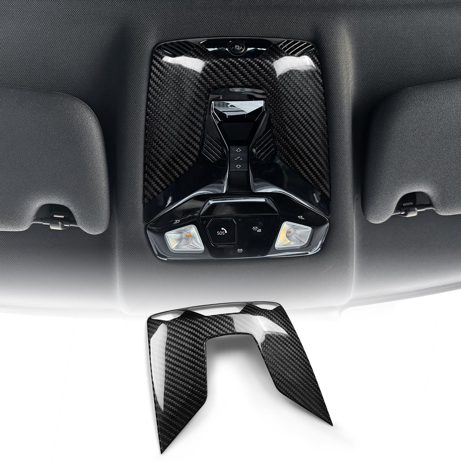 KUNGKIC Para 2025 2024 Mini Cooper F65 F66 U25 Accesorios Fibra de carbono duro Coche Delantero Luz de lectura Marco Interior Piezas de automóvil Regalo