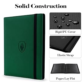 Trading Card Binder 9 Pocket, Fabmaker PU Cover Card Collection Binder for 360 Cards, Premium Card Book, Sturdy Card Holder Folders, Card Album for YuGiOh, MTG, TCG, Game & Sports Cards, Dark Green