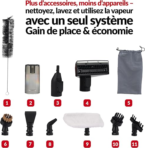 LEHMANN SteamWash 1800 - Nettoyeur Vapeur 4 en 1 & Aspirateur Injecteur Extracteur, Nettoyeur à Main Portable Canapé, Tapis, Voiture, Eau Chaude 60°C, Vapeur 116°C, 16 kPa - 9