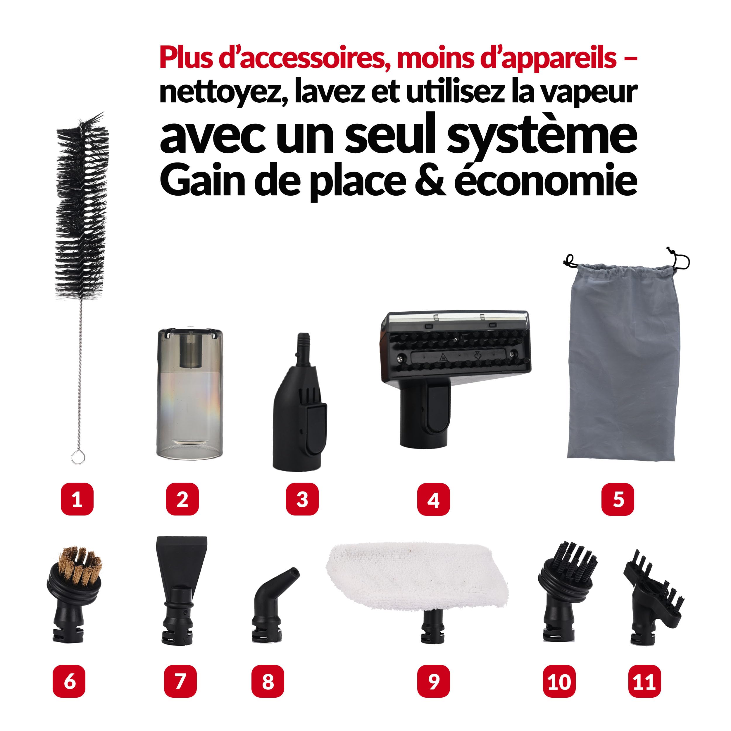 LEHMANN SteamWash 1800 - Nettoyeur Vapeur 4 en 1 & Aspirateur Injecteur Extracteur, Nettoyeur à Main Portable Canapé, Tapis, Voiture, Eau Chaude 60°C, Vapeur 116°C, 16 kPa