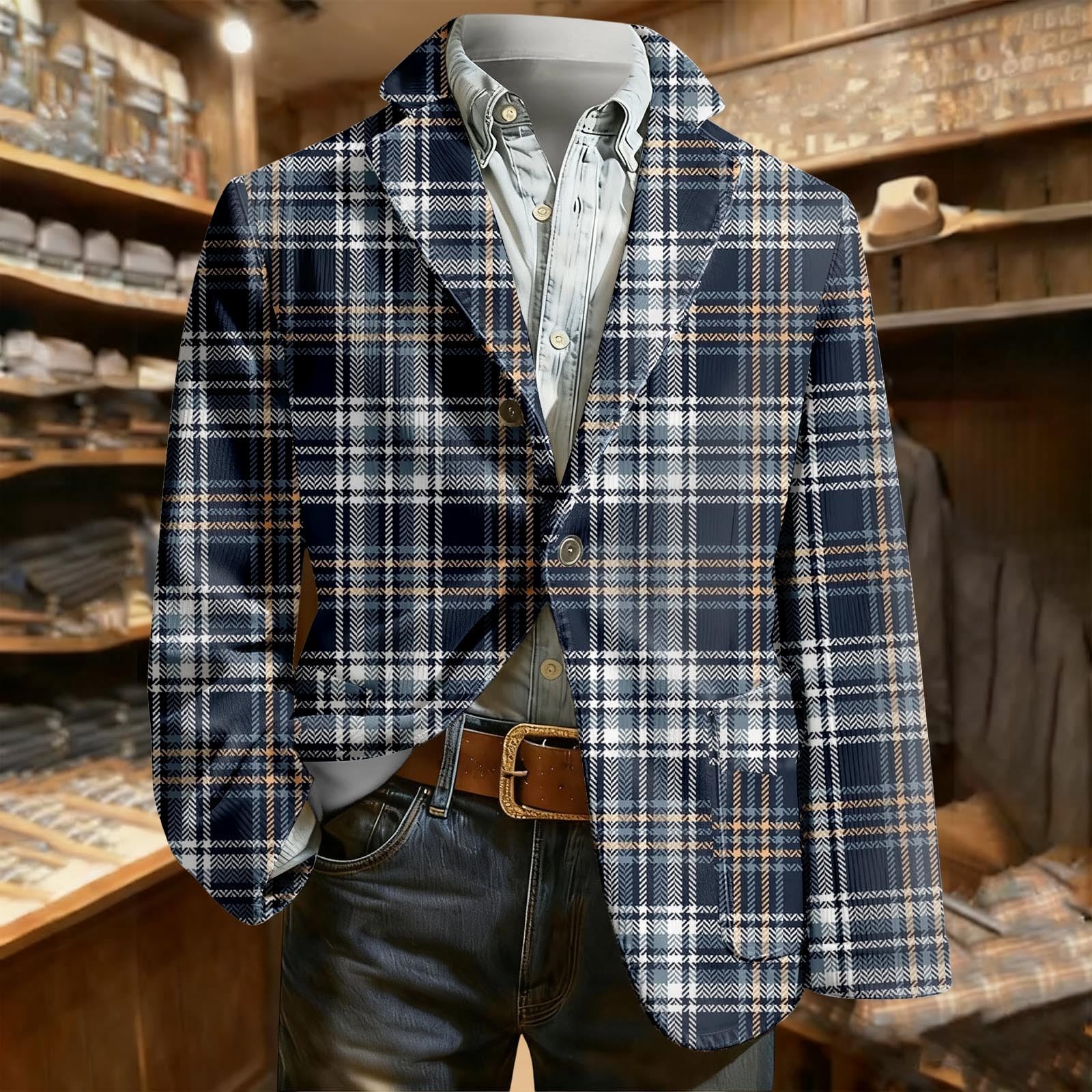 Americana Hombre Blazer Casual Corduroy Estilo Retro Chaqueta De Traje Estampada Corte Clásico Elegante Suave Versátil Para Otoño Invierno Diario