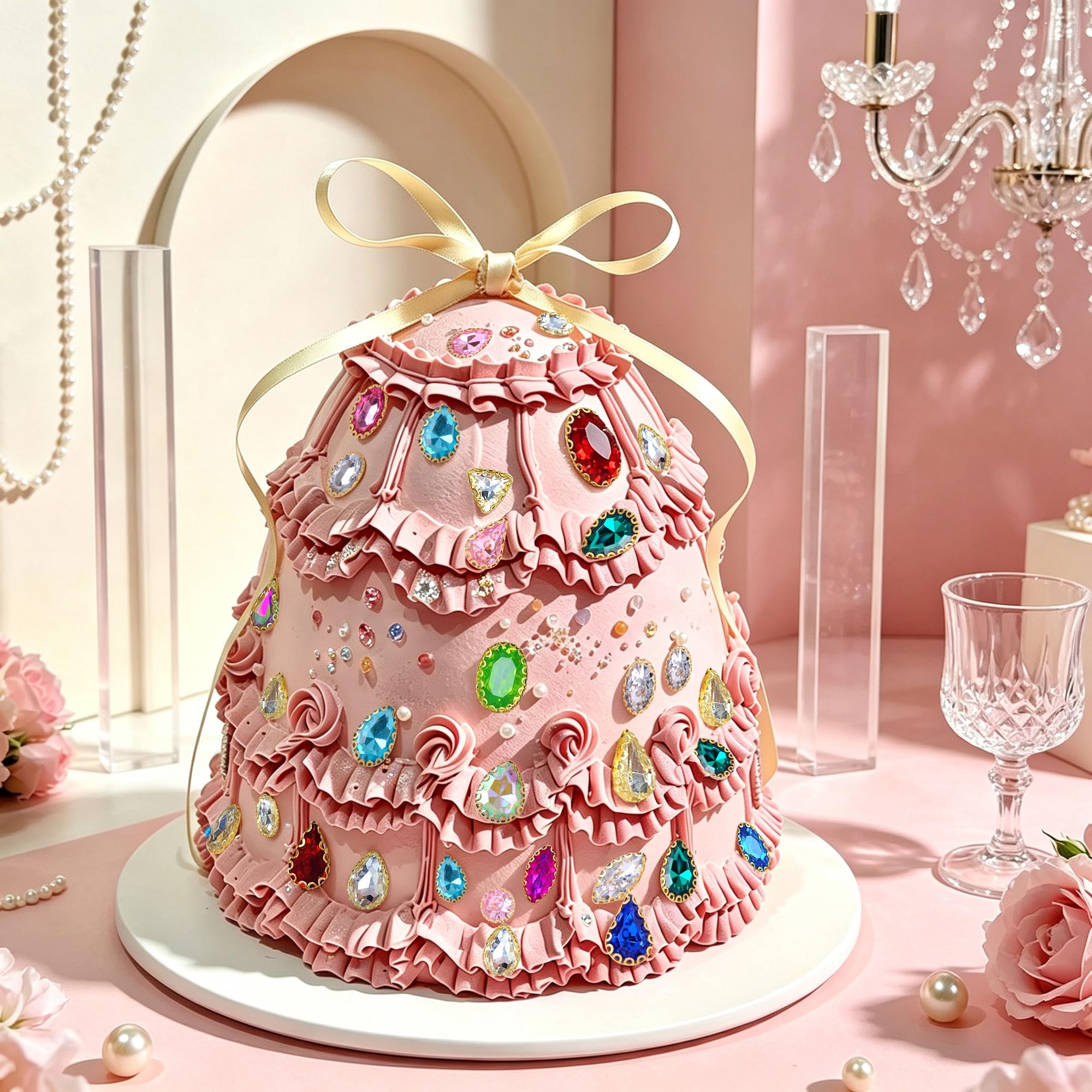 Vintage Gem Cake Decoration 50 Pcs Gemstones Cake Topper