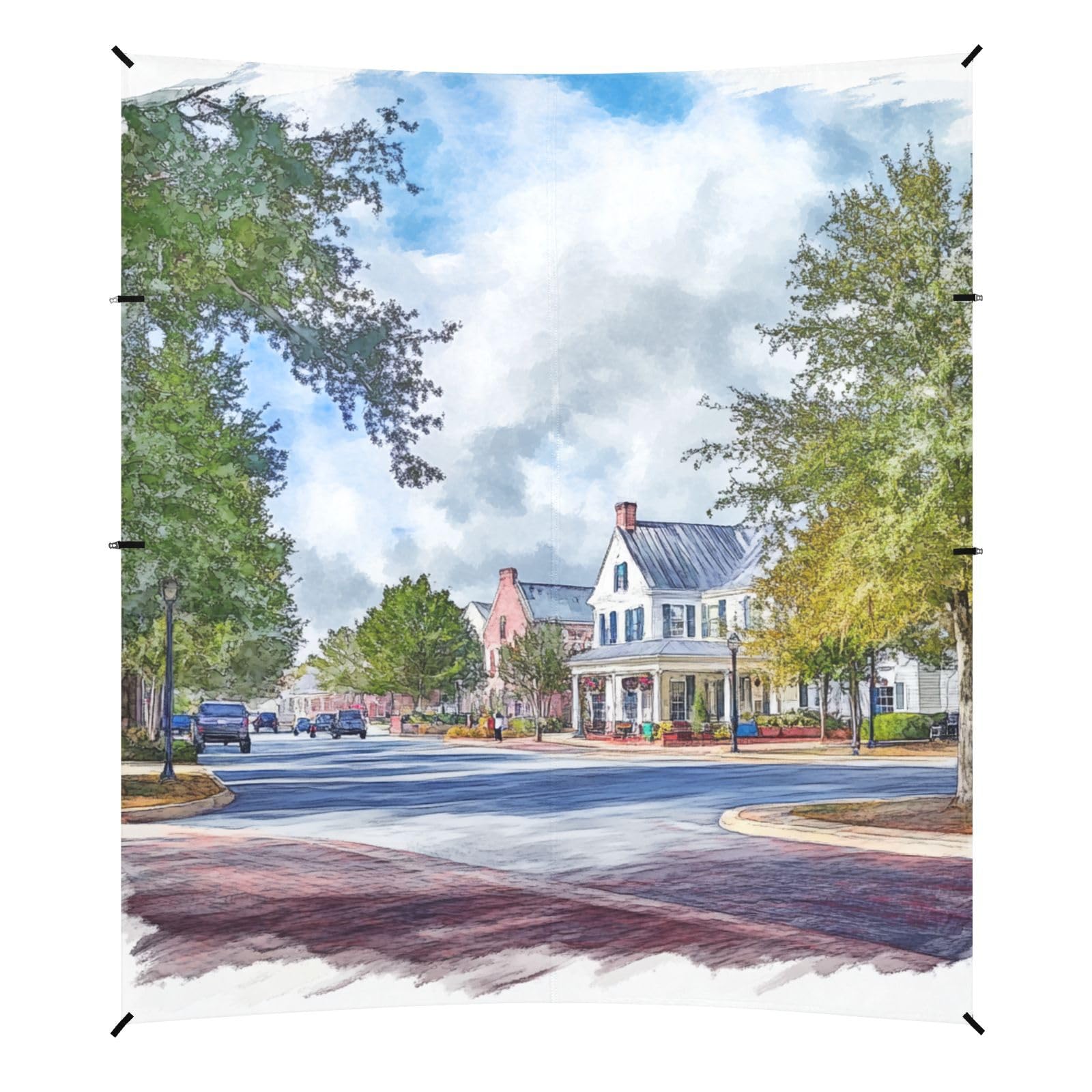 Historical District Beach Cabana UPF50+ Protection Water-Resistant Outdoor Sun Shade with Sandbags and Shovel for Camping, Picnics, Backyard