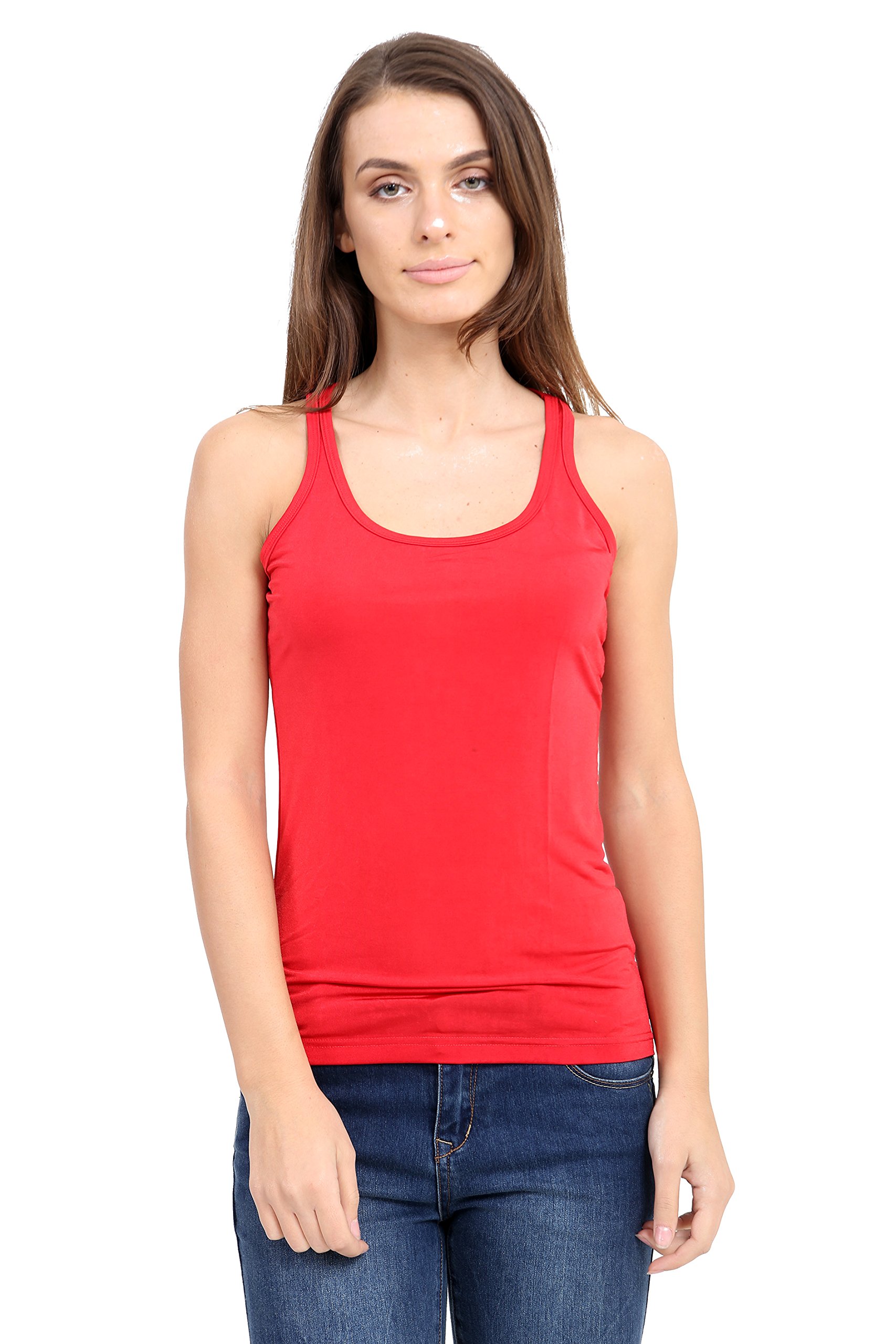 Gw Classy Outfit Women's Red Vests Racer Back Tank Tops Undershirt Sleeveless Vest Tops Uk Size (, 24-26)