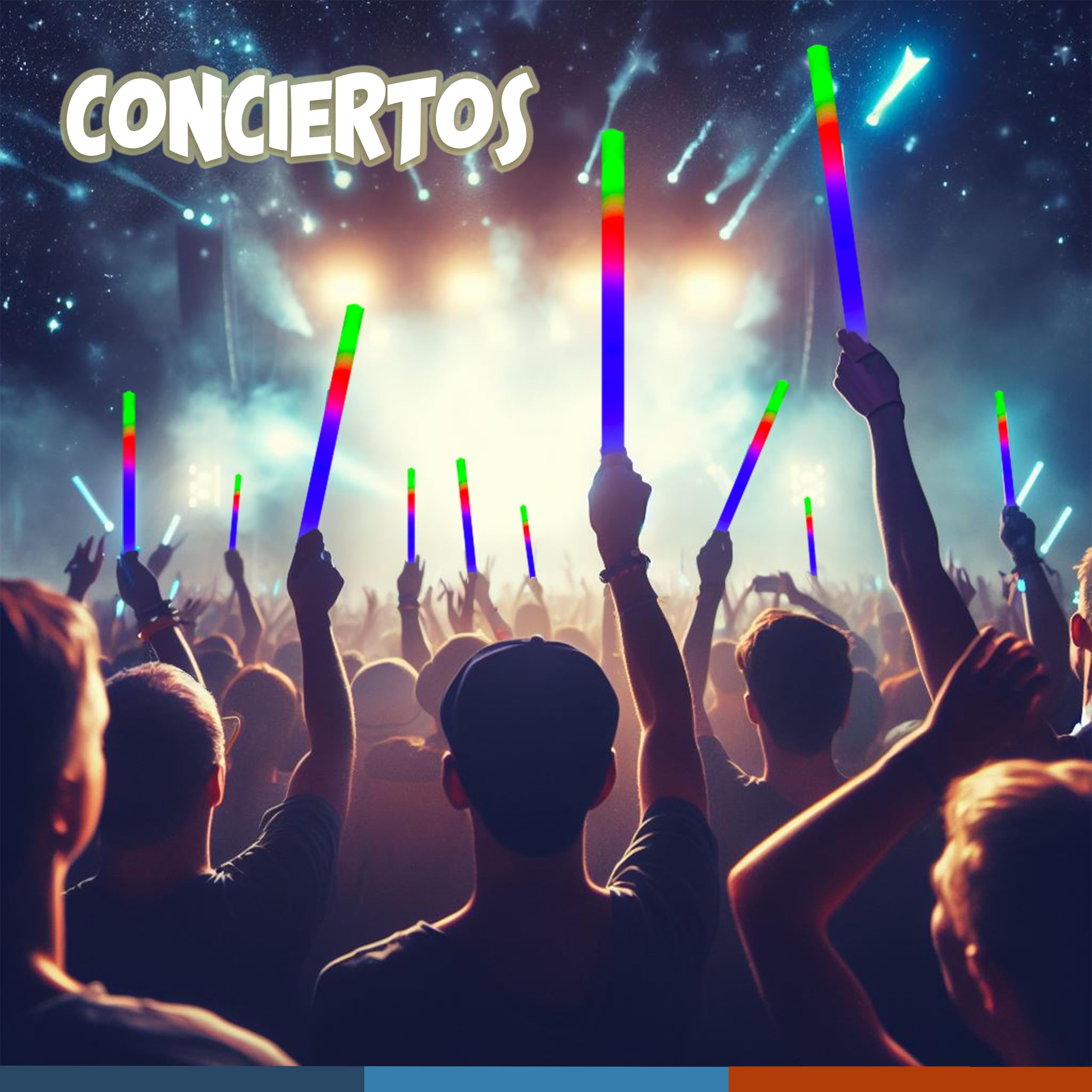 Palos Luminosos para Fiestas | 30 Piezas | 48cm | Palos LED Multicolor | Palos Luminosos LED | Palos de Luz para Boda | Barras Luminosas para Fiestas y Eventos (30 UDS + 100 NEONES)