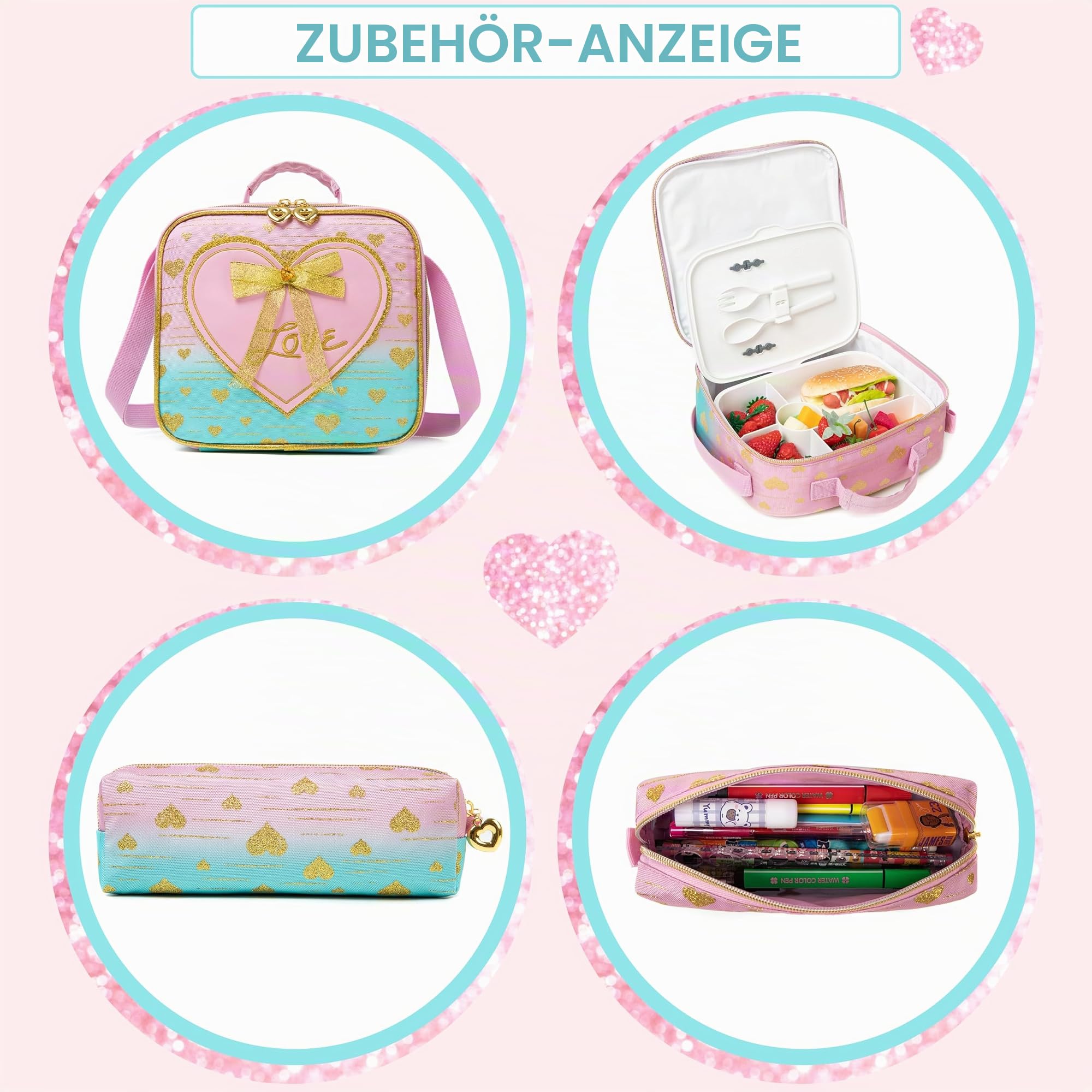 HTgroce Schulranzen mit Rollen für Mädchen, Kinderrucksack mit Rollen Trolley Schulrucksack für Mädchen,Schultrolley Rucksäcke Kinder Schulrucksack Schultasche mit Rollen ab 7 jahren