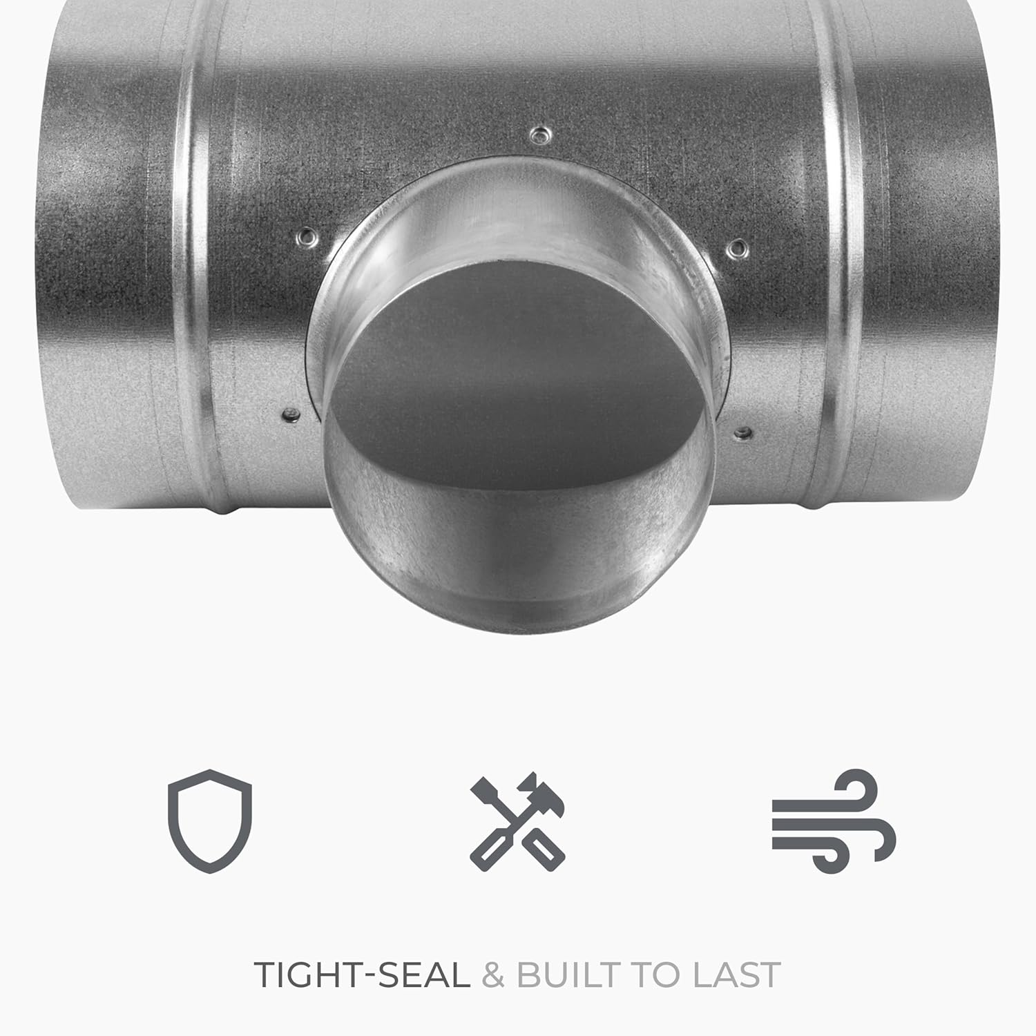 90° Degree Ø4 x 4 x 4 Inch T Shape Duct Splitter - Metal 3 Way Fitting Adapter - Galvanized Steel Round Duct Hose Dryer Branch - Home, Industrial, Heating HVAC Ventilation - Ducting Connector
