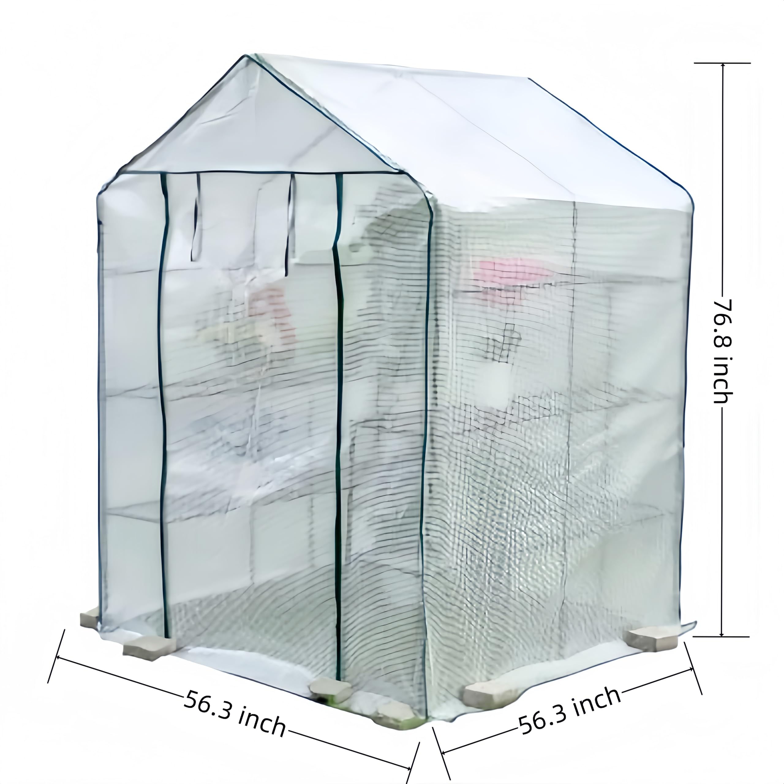 Copertura di ricambio per serra, 142 x 142 x 190 cm, piccola copertura in plastica portatile per esterni, con porta arrotolabile con cerniera per piante da giardinaggio, impermeabile e antivento