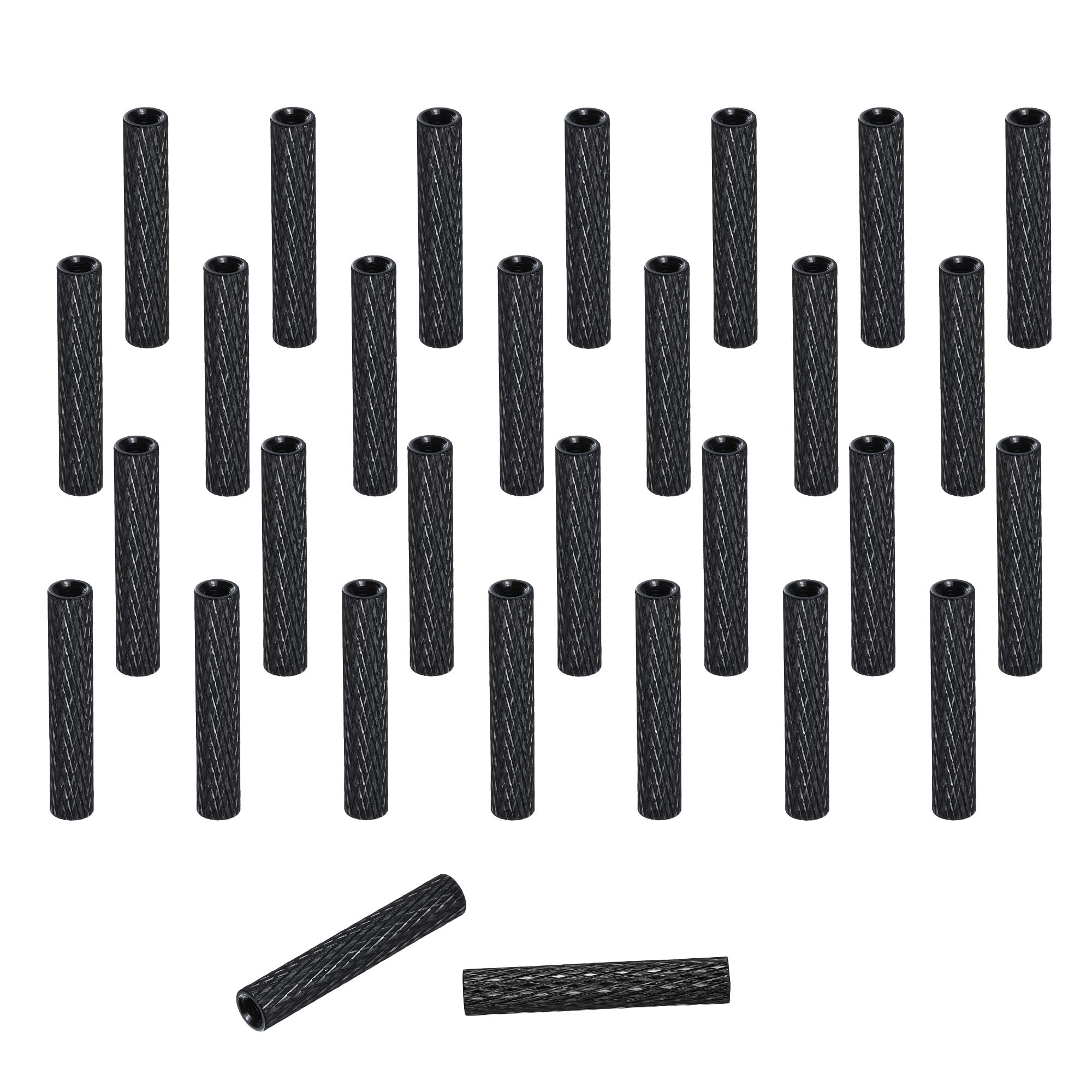 sourcing map 100 Pcs M3 x 28mm Knurled Aluminum Standoff Mesh Spacer Column for FPV Drone RC Airplane Racing Car Simracing, Black