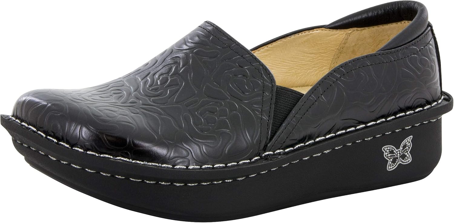Alegria Debra Womens Shoes Black Embossed Rose 13 W US