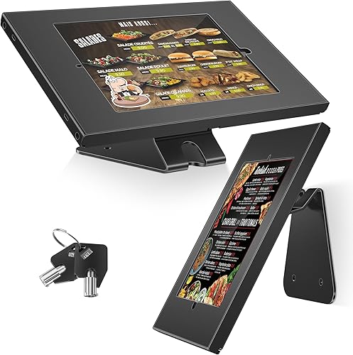 AboveTEK Soporte antirrobo para tablet, soporte de seguridad y bloqueo para iPad, soporte de posición de montaje en encimera y pared, soporte de