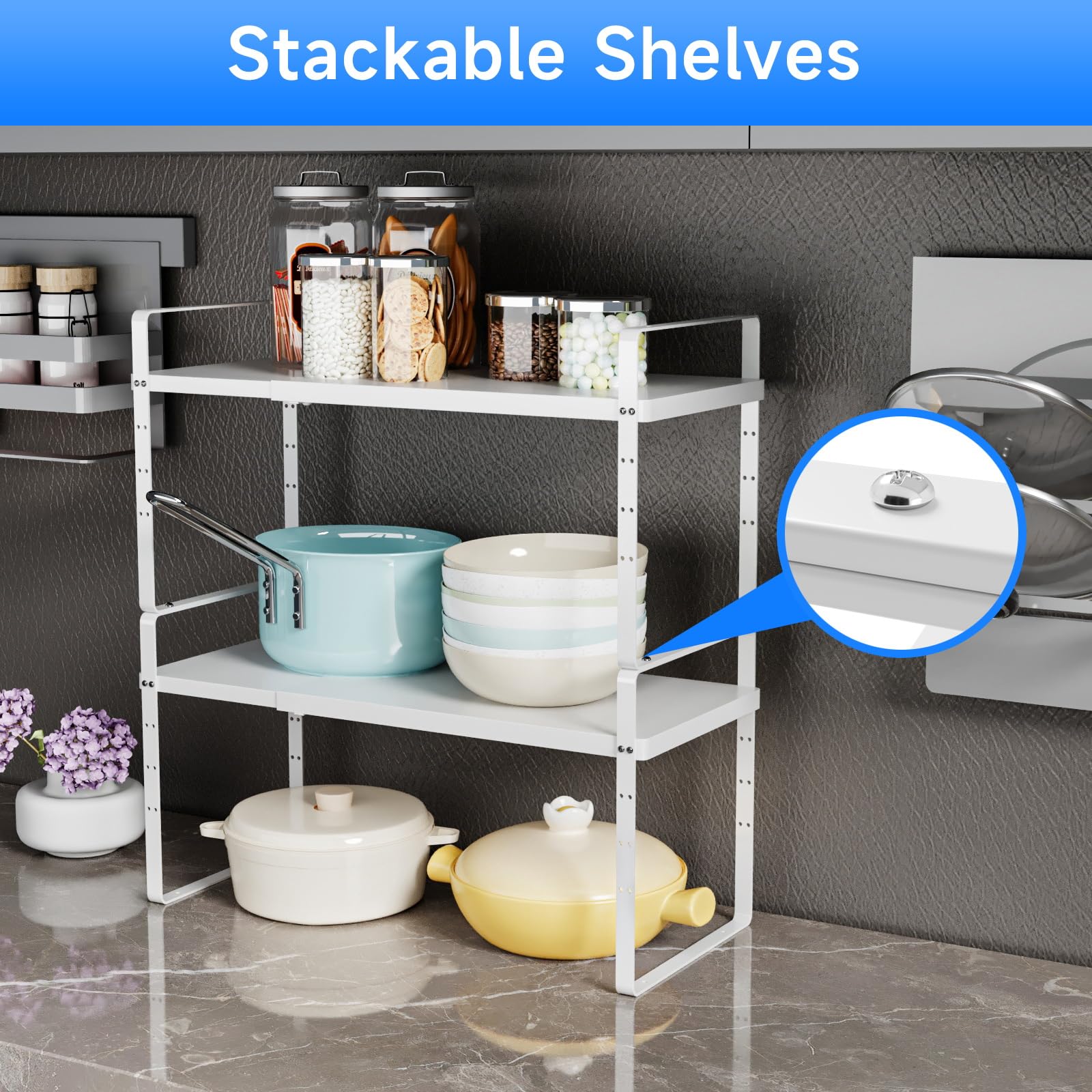 Snapklik.com : Expandable Cabinet Shelf Organizer, Stackable Kitchen ...
