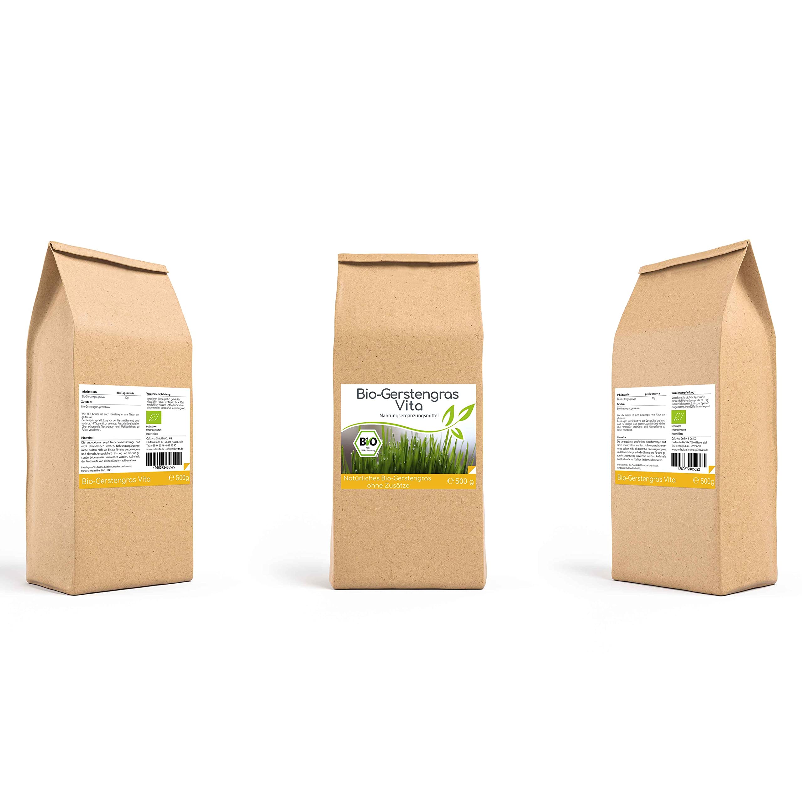 Cellavita Bio Gerstengras Vita - das Superfood Bio vegan ohne Zusatzstoffe keine Füllstoffe | (500g)
