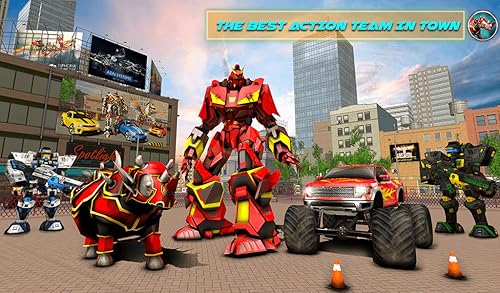 robô de rinoceronte vs monster truck