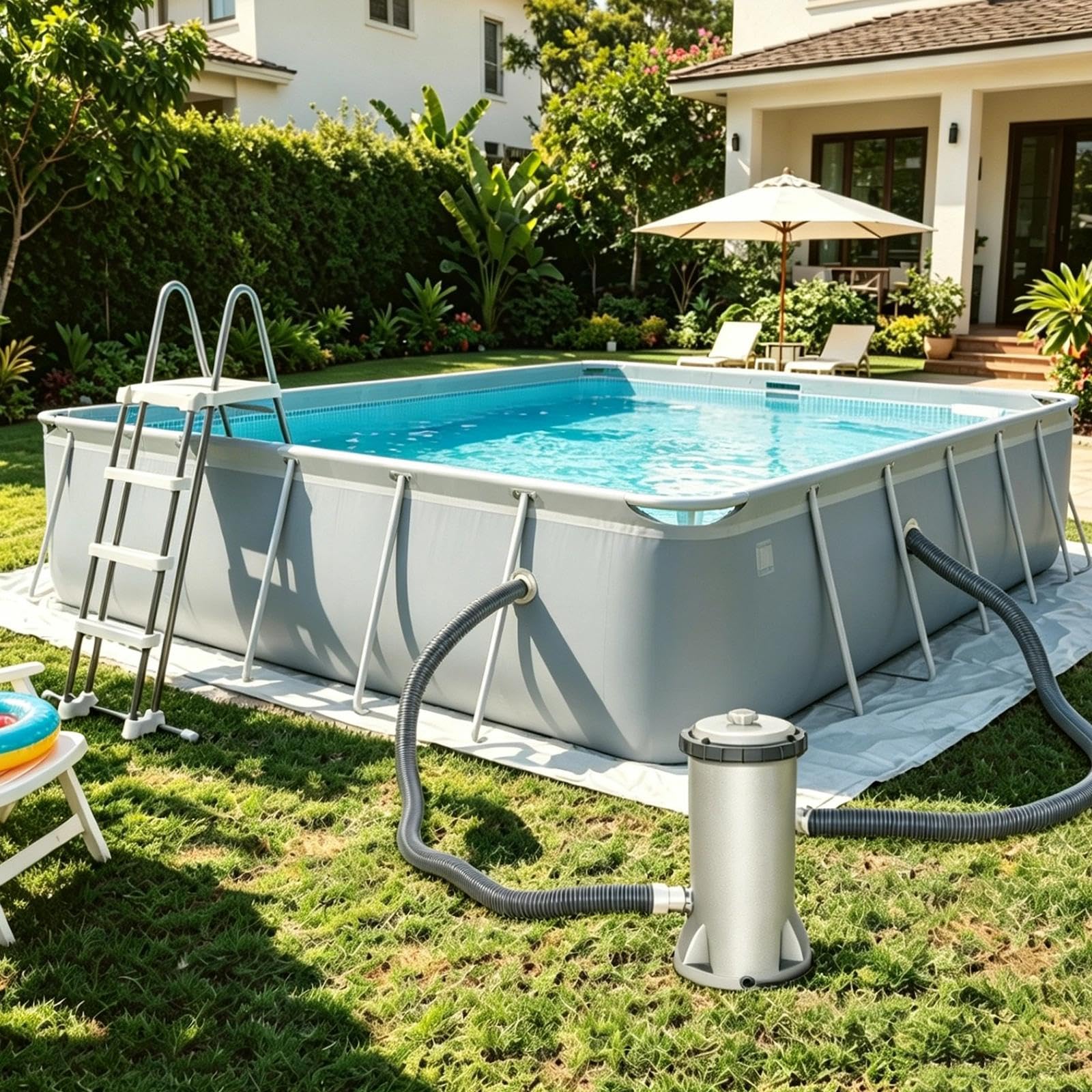 Poolschlauch 32mm für Poolpumpen, 2 Stück 5FT Schlauch für Poolpumpe mit Schlauchadapter Und Sicherungsclips, Für Filterpumpe und Schwimmbad