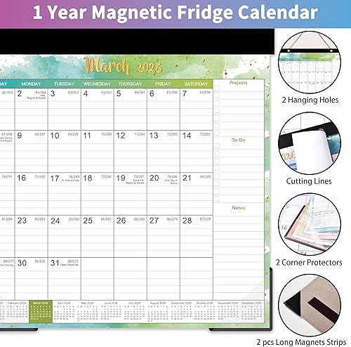 Miniatura 3 de Magnetic Calendar for Refrigerator - 2026 Magnetic Calendar, Jan.2026 - Dec.2026, 10'' x 10'', 2026 Calendar with 6 Topic Design, Sturdy Magnet