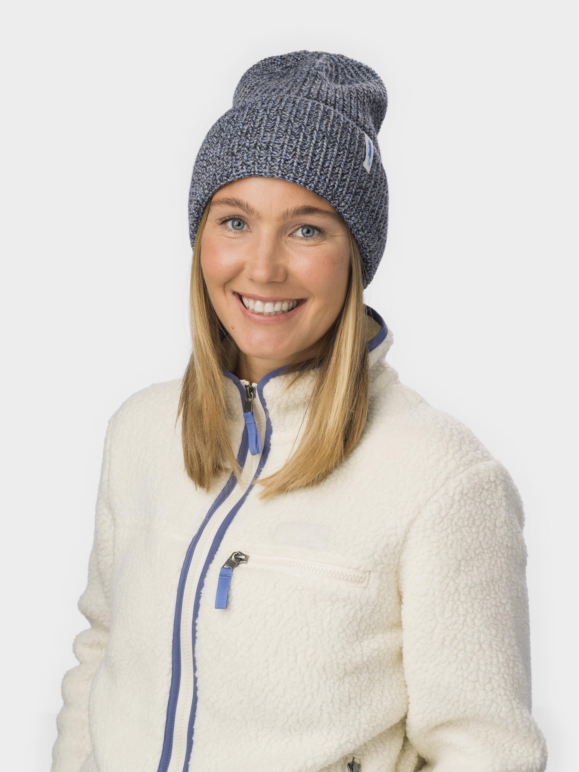 Eisbär Czapka męska i damska Swell niebieska – czapka zimowa z merynosów unisex z polarem chroni przed zimnem i wiatrem – czapka beanie z kopertą oddychająca termoregulacja kaptur z Austrii