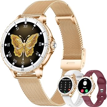 Women's Round Smartwatch with Phone Function 1.27 Inch Smart Watch with SpO2 Heart Rate Monitor Sleep Monitor 110+ Sports Modes Pedometer Watch IP68 Waterproof Fitness Watch Women for