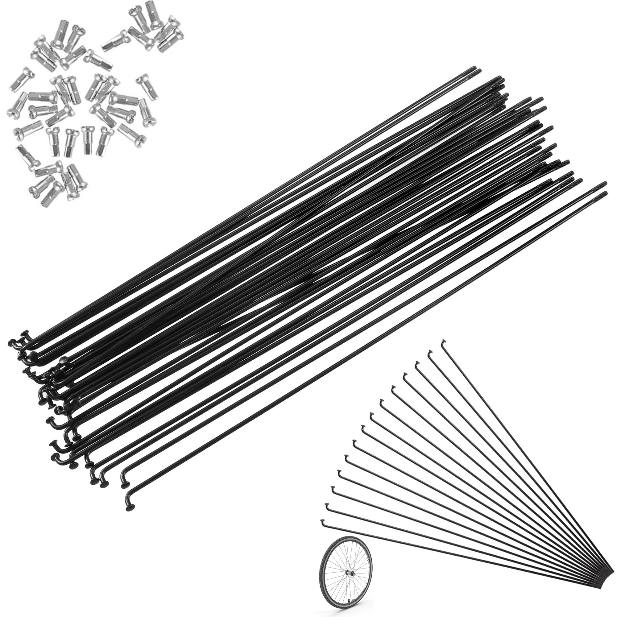 36 sztuk szprychy rowerowe 14G, zakrzywione J, 289mm, z 36 nyplami, szprychy stalowe do roweru górskiego, antykorozyjne stalowe szprychy rowerowe, czarne