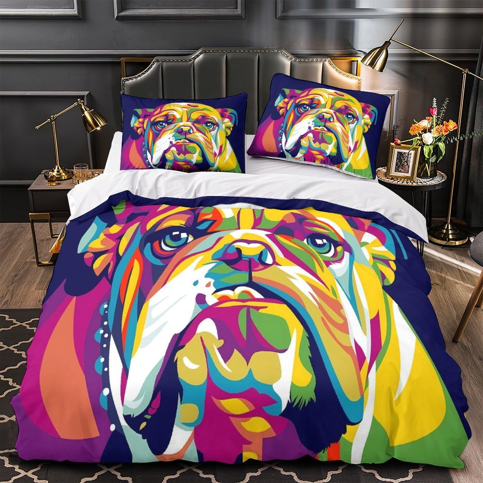 Parure de lit Bull Terrier 200x200cm avec housse de couette en microfibre imprimée en 3D